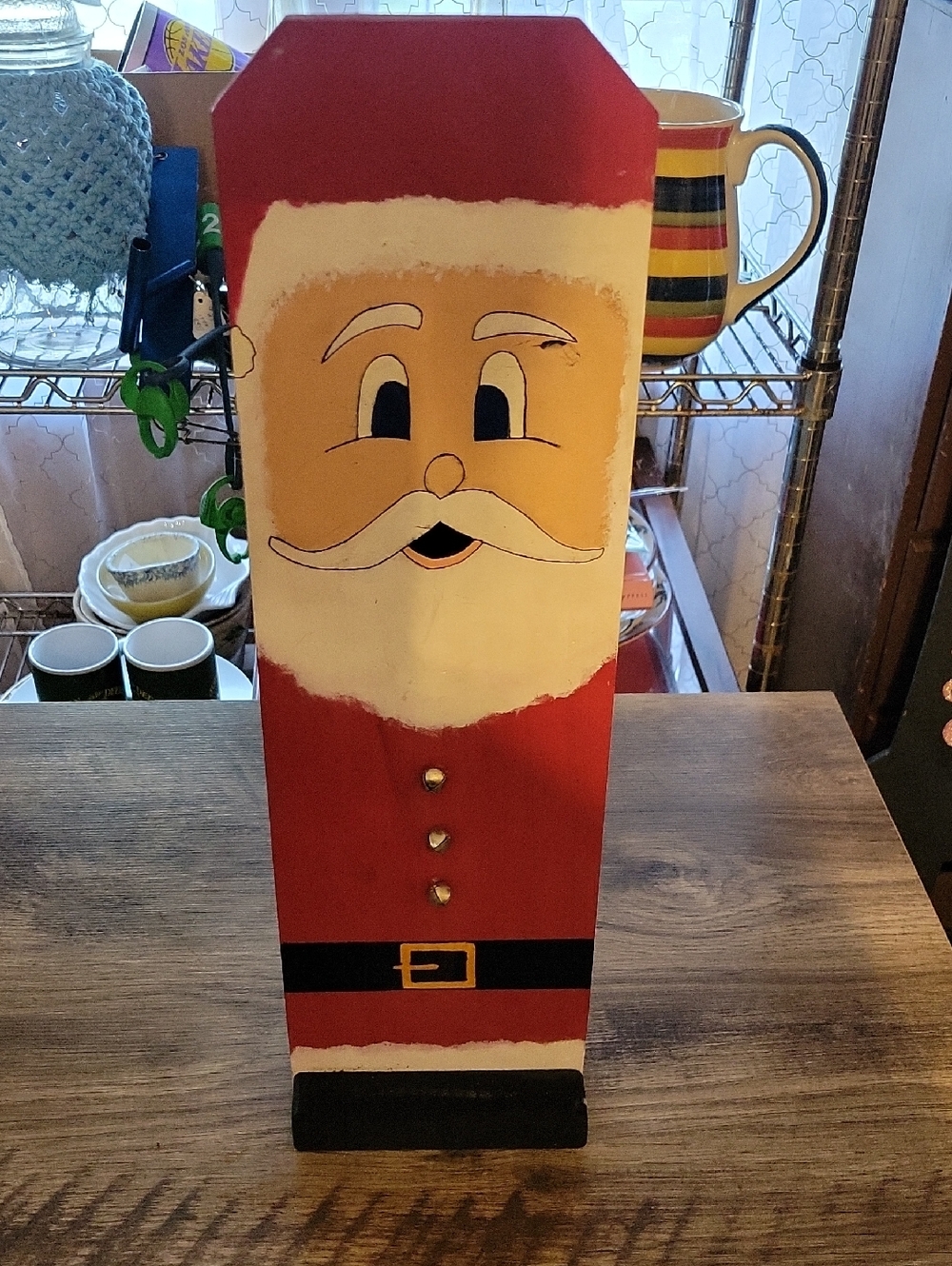 Hand-Painted Santa Decoration - Red Holiday Accent